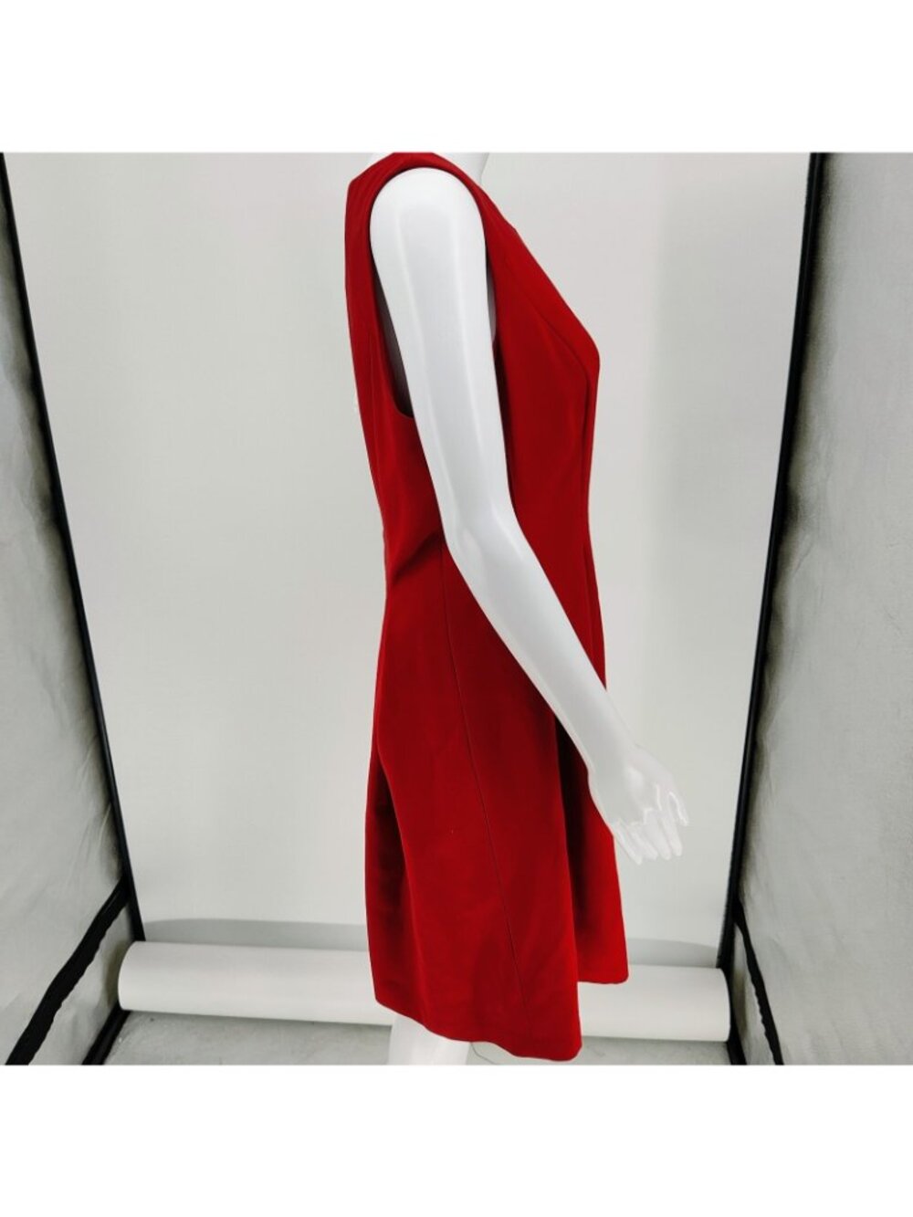 NWT Ann Taylor LOFT Red Pleated Sleeveless Cocktail Party Dress (Size 10) - Picture 4 of 13